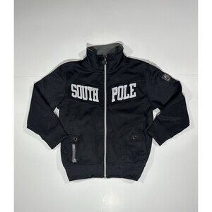 Southpole Y2K Style Spellout Zip Hoodie Black Jacket Boys Youth Size Small 4 VTG